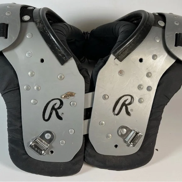 Black and Silver Football Shoulder Pads - Picture 6 of 7